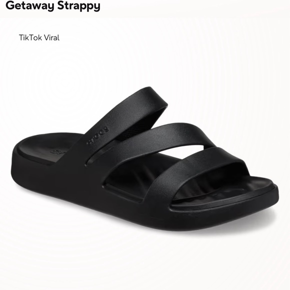 CROCS Black Getaway Strappy Sandals - Picture 2 of 8